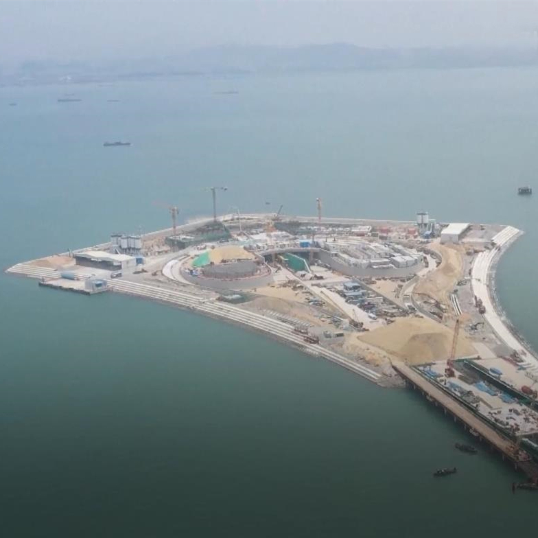 Artificial island completed on mega-link in Guangdong
